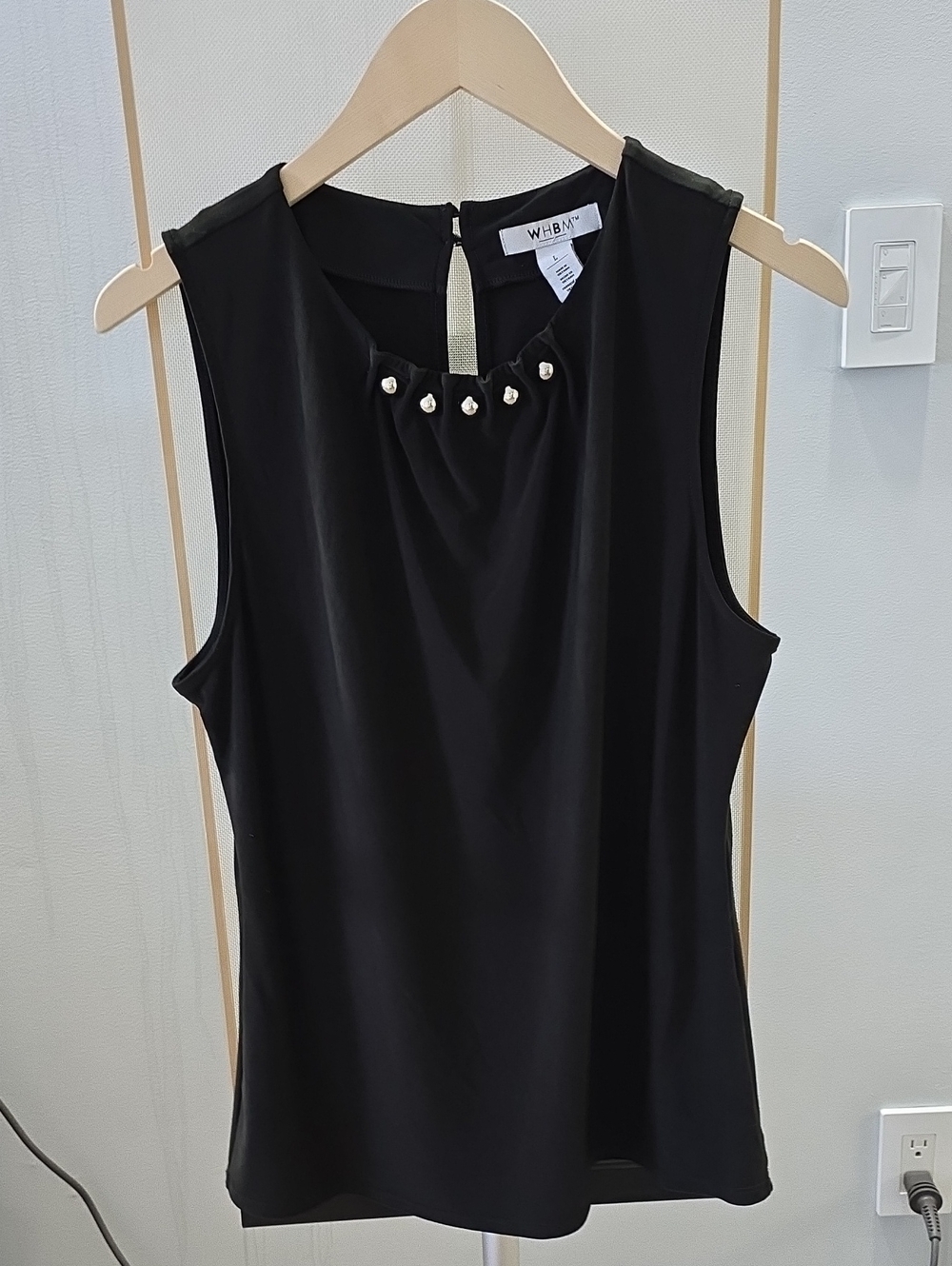 White House Black Market Black Sleeveless Jewel-Trim Shell Top